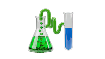 Laboratory Experiment: Chemical Reaction Process on White Background