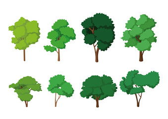 green tree fresh set collection isolated on white background illustration vector