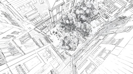 Fototapeta premium Top Down Perspective Illustration: A Unique Viewpoint Vector