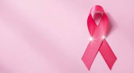 Pink ribbon symbol of breast cancer awareness, hope, and solidarity