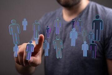 Visual of futuristic people connection, concept about social network, technology and communication in modern wo