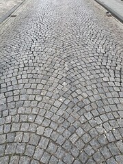 Fan shaped cobblestone street