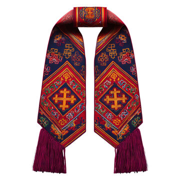 Losar ceremonial scarf khata. Isolated white background. Png format