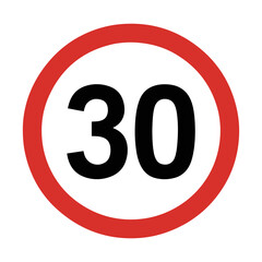 speed limit 30 road sign icon
