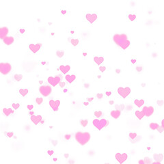 Abstract pink glowing hearts floating on black background. Romantic love pattern illustration for Valentine&rsquo;s Day, wedding designs, social media backgrounds and decorative modern compositions.