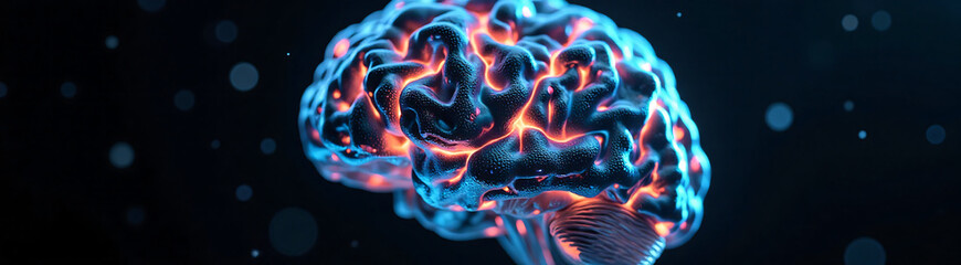 abstract geometric brain structure floats dark background illuminated soft ethereal light highlights