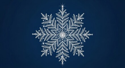 A beautiful, intricate snowflake design against a deep blue background, perfect for winter and holiday themes