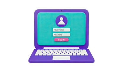 Laptop with Login Screen: Accessing Account Online