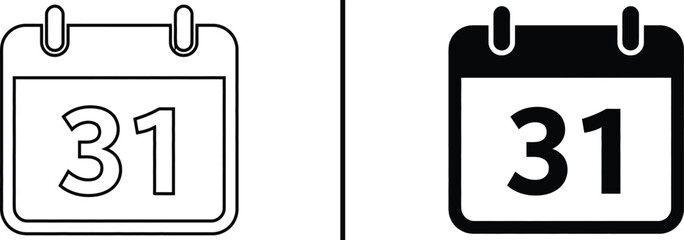 Calendar icon showing date thirty-one for monthly schedule and deadline planning