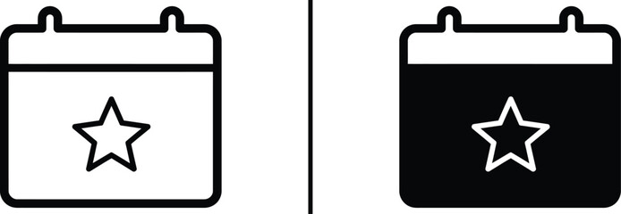 Calendar icon with star for favorite events and special date reminders