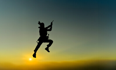 silhouette of a warrior model attacking with an axe