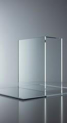 Ultra-clear, spotless architectural glass reflecting light perfectly in a minimal, modern environment, symbolizing efficiency and purity, view, glass, modern