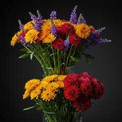 Vibrant collection of seasonal flowers arranged in colorful springtime bouquets, showcasing the freshness and beauty of nature ,assortment ,floral ,garden