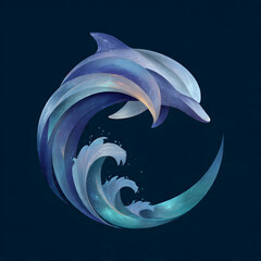 &ldquo;Elegant dolphin logo with artistic curves"