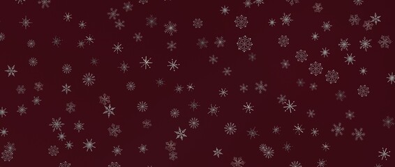 Abstract burgundy winter backdrop with falling snowflakes. Festive Christmas background ideal for seasonal desi