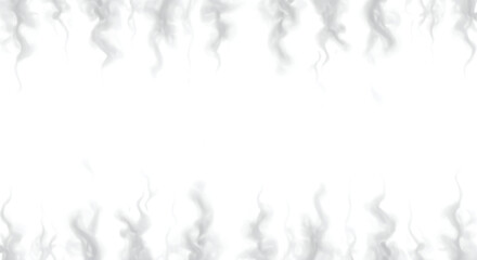 Fototapeta premium Dramatic swirling white smoke plumes and wisps a digital design element on transparent background.