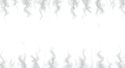 Dramatic swirling white smoke plumes and wisps a digital design element on transparent background.