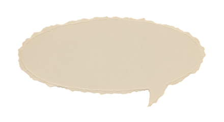 Beige torn paper speech bubble frame a versatile graphic element on transparent background.