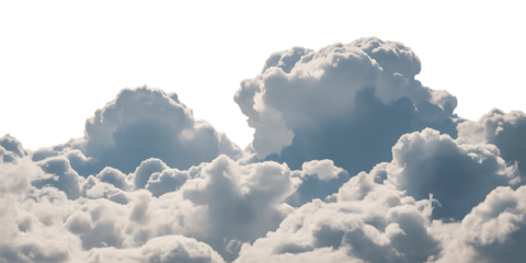 Fluffy white clouds floating in the sky a beautiful weather scene on transparent background.