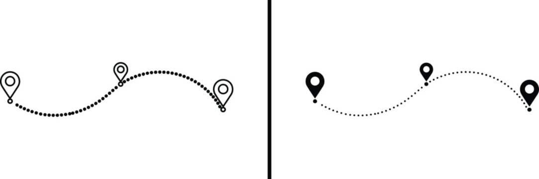 Multi-Stop Route Icon. Three Point Journey, Travel Path, Itinerary, and Map Vector