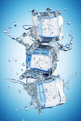 Ice Cubes In Splashing - Cold And Refreshment 