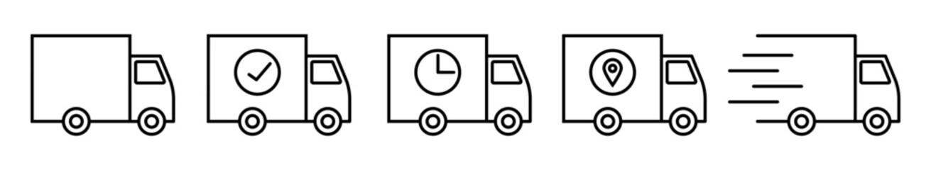 Delivery truck icon set
