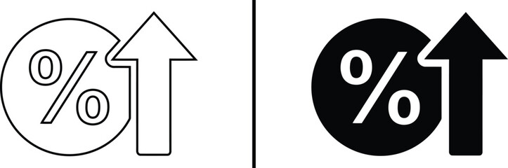 Percentage Increase Icon. Rate Up, Financial Growth, and Upward Trend Vector
