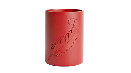 Red feather-designed ceramic candle holder