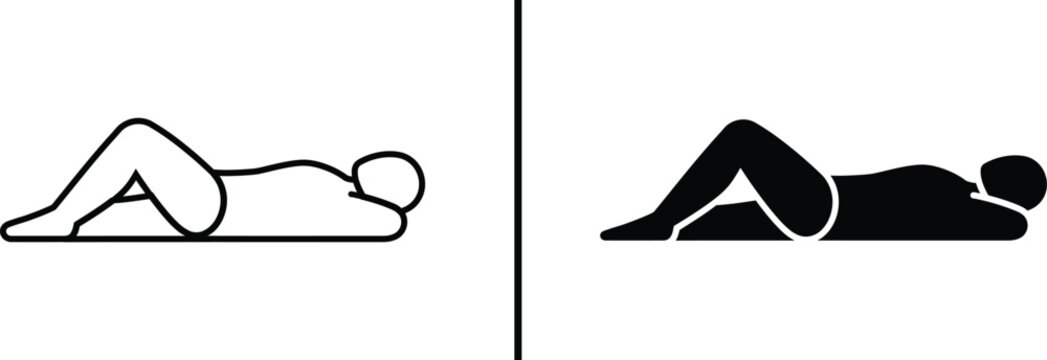 Physical Therapy Icon. Relaxation Pose, Stretching, and Reclining Exercise Vector