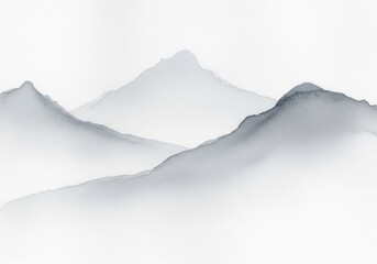Serene mountain landscape in soft grayscale tones transparent background