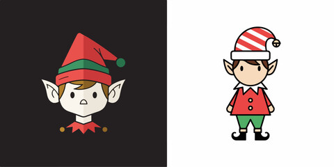 Cute Christmas Elf Characters in Festive Outfits