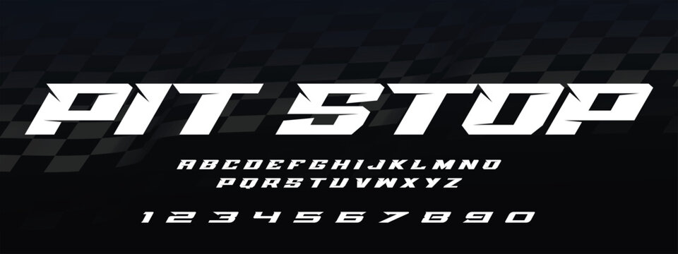 Pit Stop Racing Speed Alphabet Font Vector Bold Sport Typography Letters Download it in high resolution format and print in any size	

