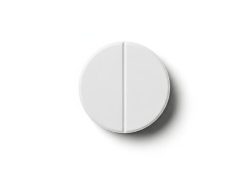 Single white round pill divided in half transparent background