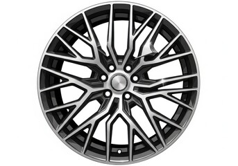 Fototapeta premium Stylish alloy car wheel rim with intricate design transparent background