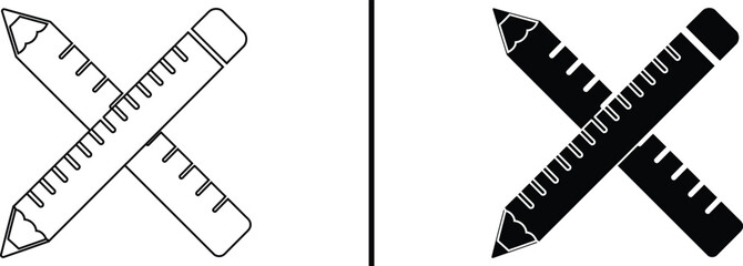 Education Tools Icon. Pencil, Ruler, School, Design, and Measurement Vector