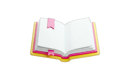 Open Book with Bookmarks on White Background