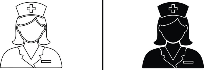 Nurse Icon. Female Medical Staff, Healthcare Worker, Hospital, and Aid Vector