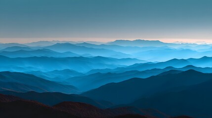 Fototapeta premium Blue Ridge Mountains, Layered Hues of an Endless Morning Landscape.