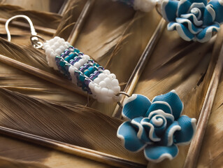 blue white roses detail