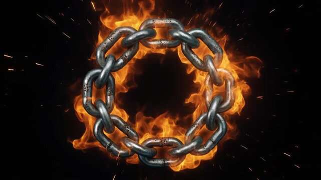 Fiery Chain Circle Symbolizing Power and Danger.