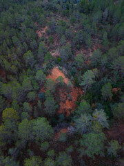 Aerial drone view of the Barranco dels Notaris landscape in the town of Beceite, Els Ports, Matarra&ntilde;a region, Teruel province, Aragon, Spain, Europe
