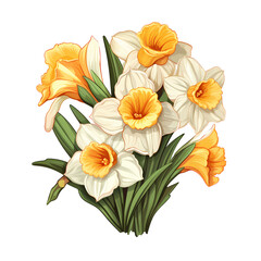 Elegant Narcissus Flowers on White Background