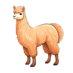 Charming Alpaca Cartoon Drawing on White