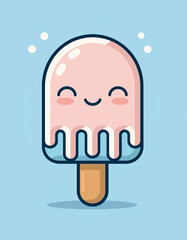 Melting ice cream character on a warm day