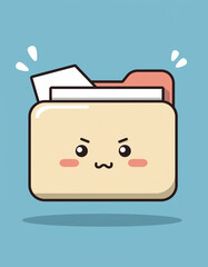 Stressed folder character feeling overwhelmed