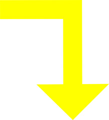 Flèche vers le bas jaune – Icône directionnelle simple sur fond transparent