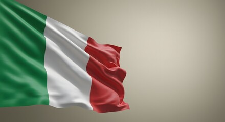 Italian Flag Waving in the Wind on Transparent Background