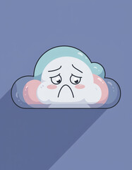 Anxious cloud character feeling worried