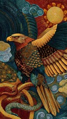 an eagle hunting a snake