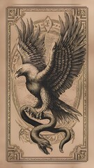 an eagle hunting a snake